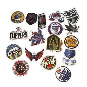 NHL & NBA Team Logo Stickers Lot of 18 Set For Laptops Helmets Cars Scrapbooks